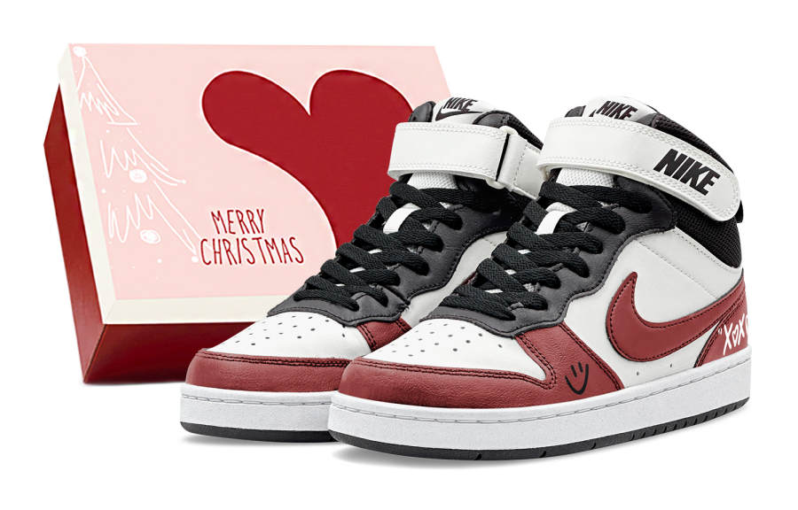 Nike Nike Court Borough 2 Happy Smile, Couple's, American Classic, Chicago Red Abrasion Resistant High top Skateboard Shoes