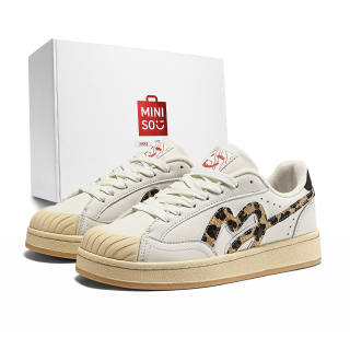 MINISO Skateboard Shoes Unisex Low Top Ecru/Black/Brown