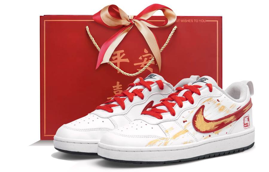 Nike Nike Court Borough Low top Kids' Skateboarding Shoes White Red Teenagers