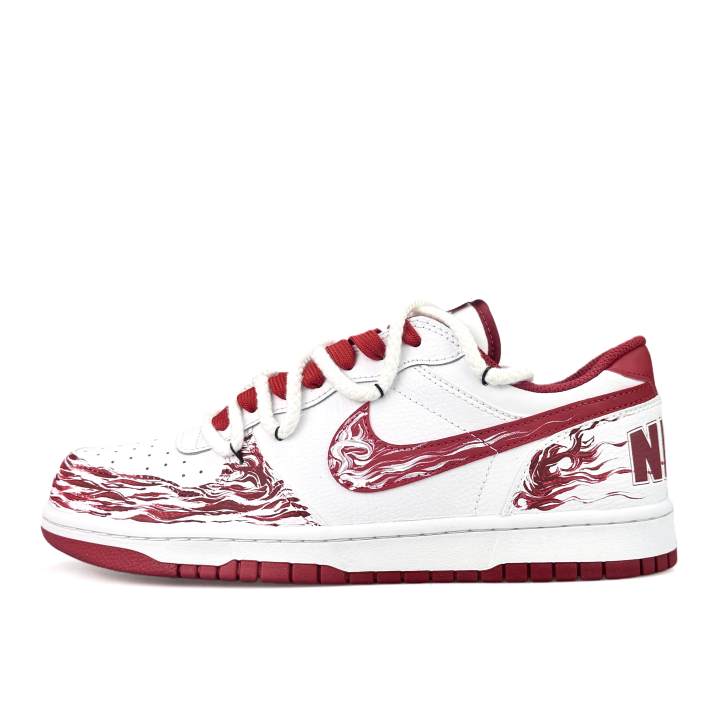 Nike Nike Big The Sun Is Like Fire Height Increasing Abrasion Resistant Breathable Low top Skateboard Shoes Unisex White Red