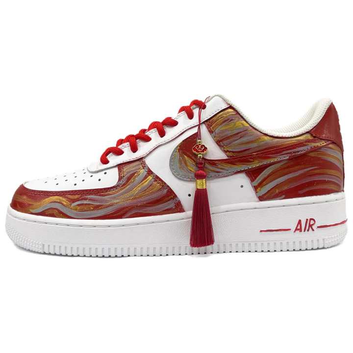 Nike Nike Air Force 1 Coverage Slip Resistant Low top Skateboard Shoes Men's Red