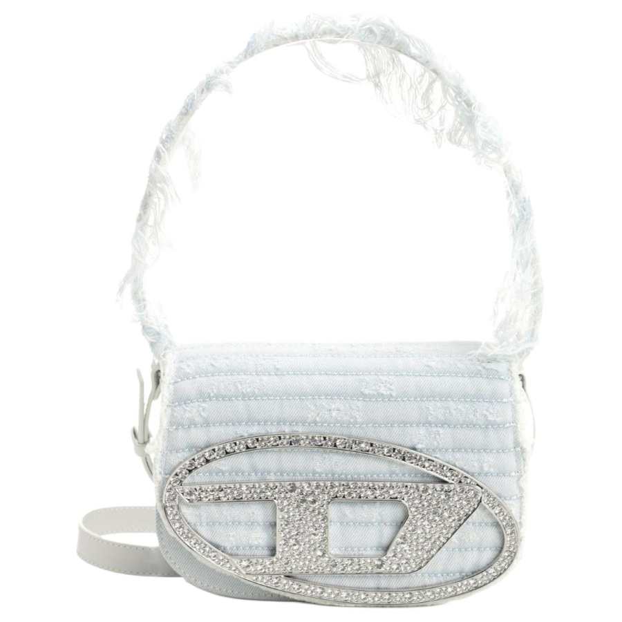 DIESEL Cotton Shoulder Bag, Crossbody Bag, Handbag Women's Light Blue