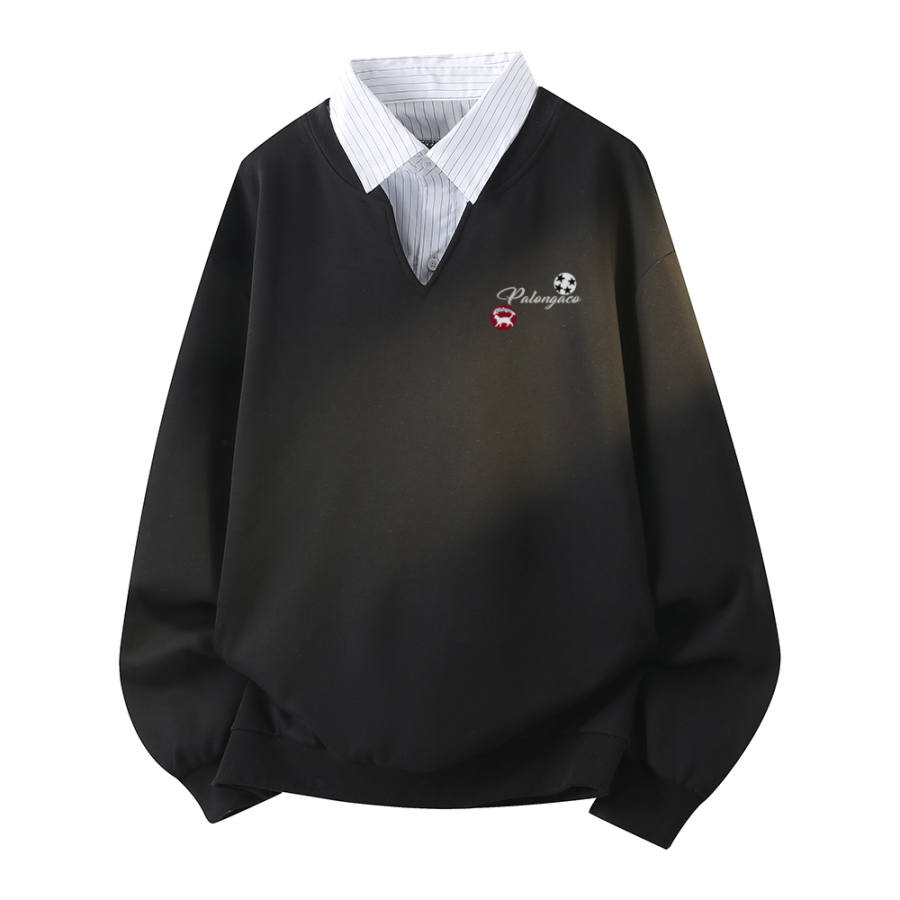 PAL ONGACO Sweatshirts Unisex Shirt Collar Moderate Mock Two Piece