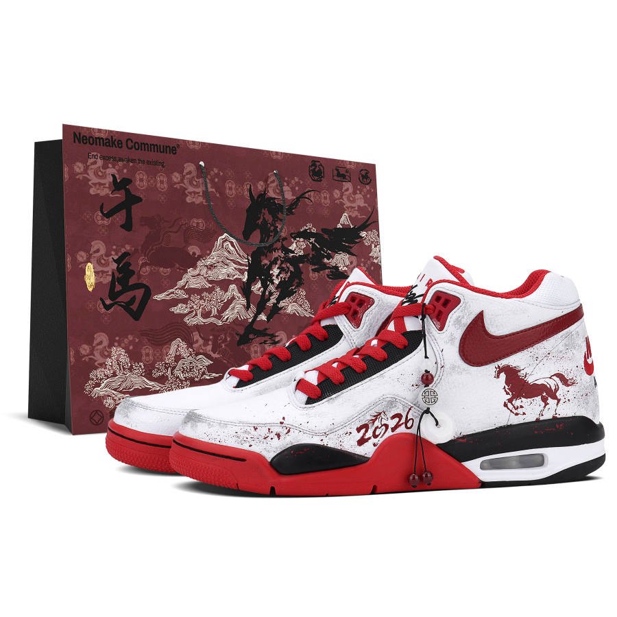 Nike Nike Flight Legacy Abrasion Resistant Breathable Mid top Vintage Basketball Shoes Unisex China Red