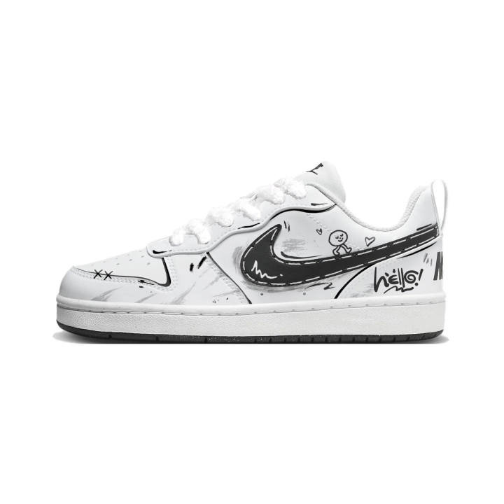 Nike Nike Court Borough Hello Graffiti Synthetic Leather Low top Skateboard Shoes Black Unisex