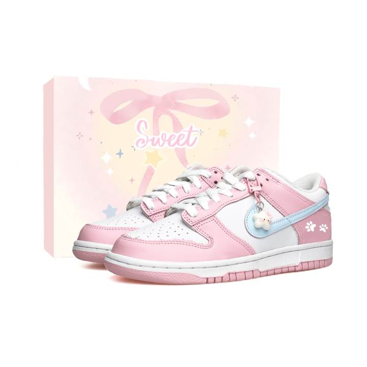 Nike Nike Dunk Wadi Synthetic Leather Height Increasing Abrasion Resistant Slip Resistant Low top Skateboard Shoes Pink Blue