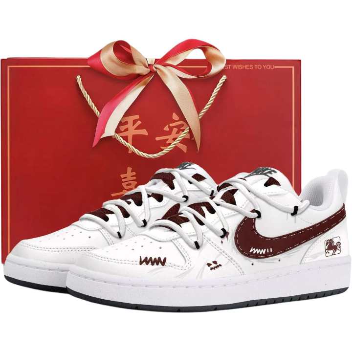 Nike Nike Court Borough Low top Kids' Skateboarding Shoes White Red Teenagers