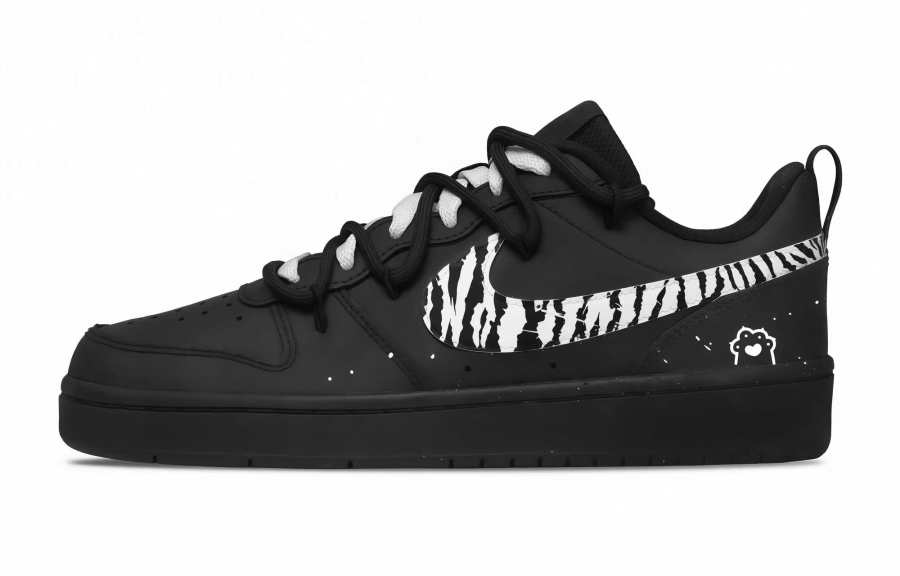 Nike Nike Court Borough Leather Abrasion Resistant Low top Kids' Skateboarding Shoes Black White