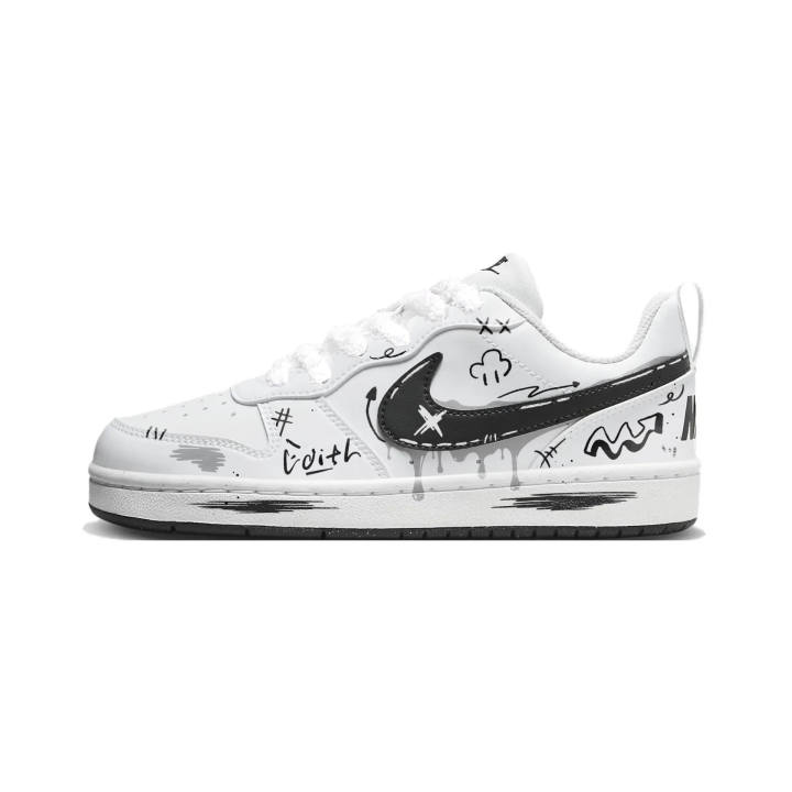 Nike Nike Court Borough Gray Waterdrop Synthetic Leather Low top Skateboard Shoes Black Unisex