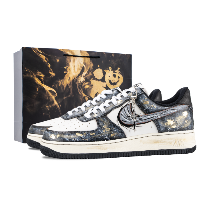 Nike Nike Air Force 1 Starry Night Skateboard Shoes Unisex Black Gold
