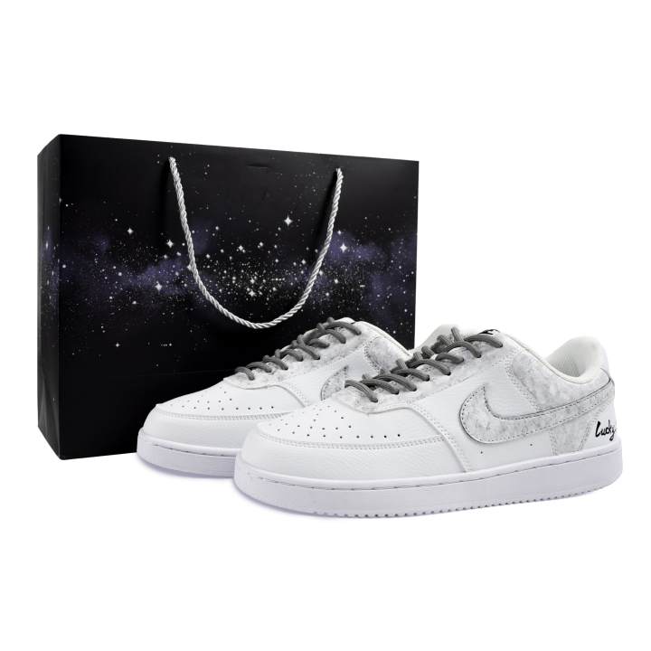 Nike Nike Court Vision White Day Shimmer Shopping Bag Low top Skateboard Shoes Unisex Gray
