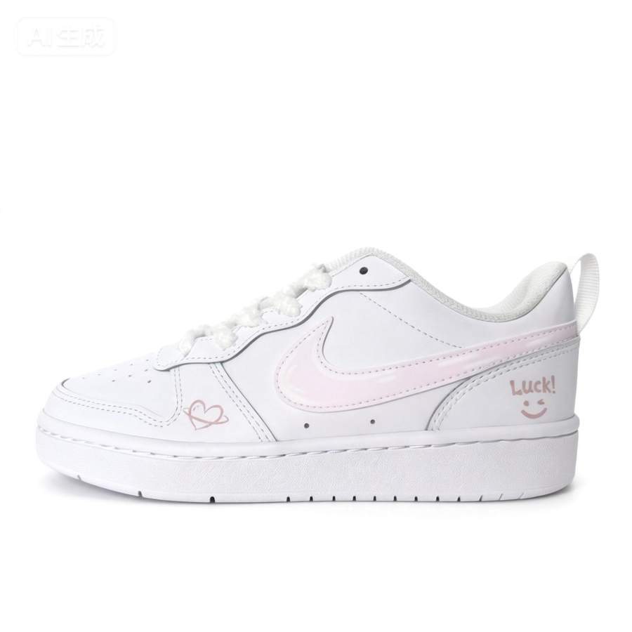 Nike Nike Lucky Heartbeat Leather Cushioning Abrasion Resistant Slip Resistant Low top Skateboard Shoes Unisex Pink