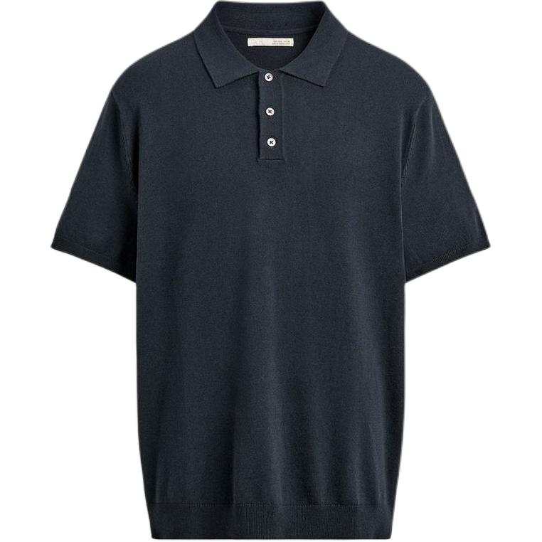 ZARA Polo Shirts Men's Sea Blue Lapel Moderate Straight Fit