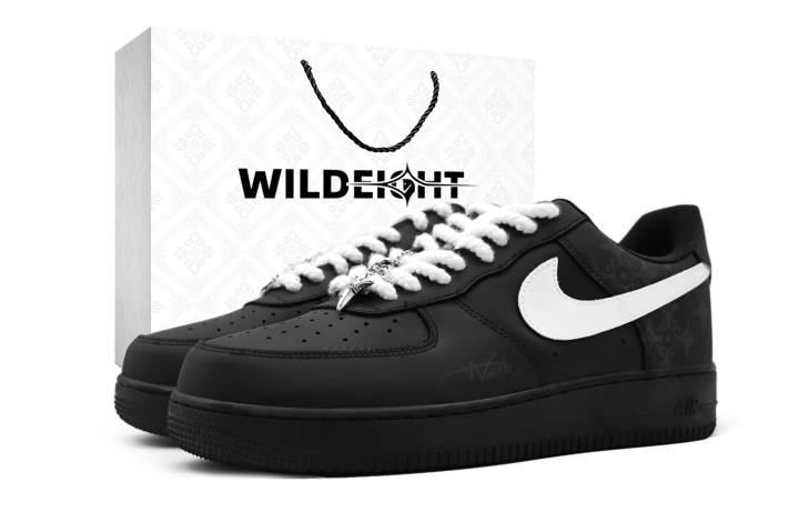 Nike Nike Air Force 1 Stardust Outlaw Abrasion Resistant Height Increasing Low top Skateboard Shoes Women's Black White Gray