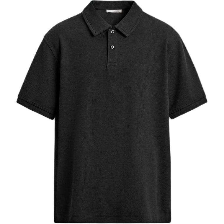 ZARA Polo Shirts Men's Black Polo Collar Moderate Straight Fit