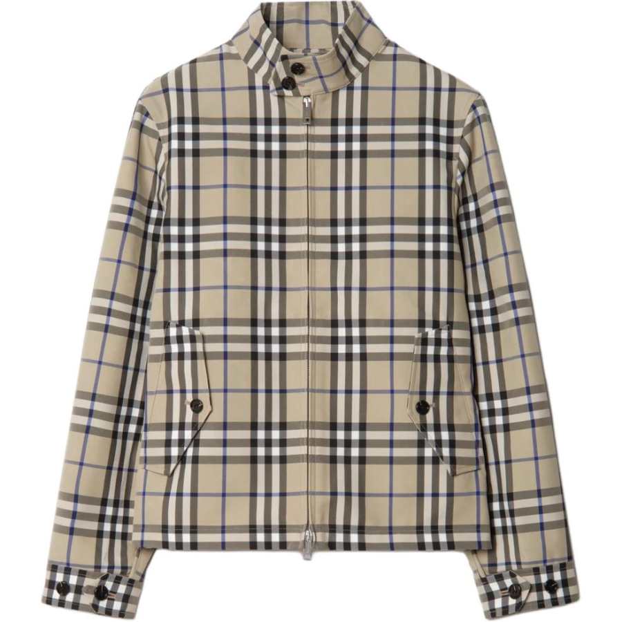 Burberry Jackets Men's Lichen Beige Stand Collar Moderate Other
