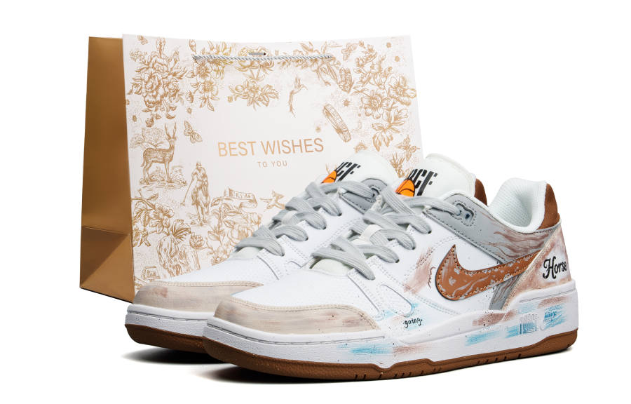 Nike Nike Full Force Fashion Trend Low top Skateboard Shoes Men's White Yellow Shopping Bag