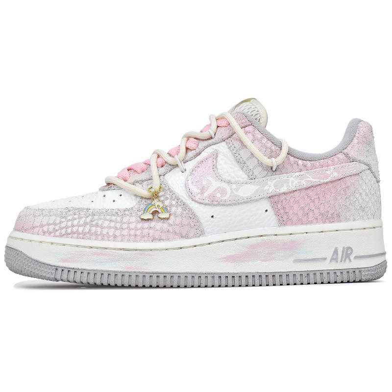 Nike Nike Air Force 1 Abrasion Resistant Slip Resistant Low top Skateboard Shoes Women's Pink White