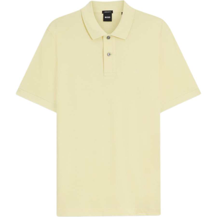 HUGO BOSS Polo Shirts Men's Yellow Polo Collar Moderate Straight Fit