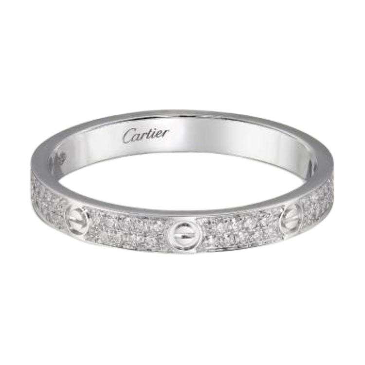 CARTIER LOVE 18K Gold Diamond Rings Unisex White Gold