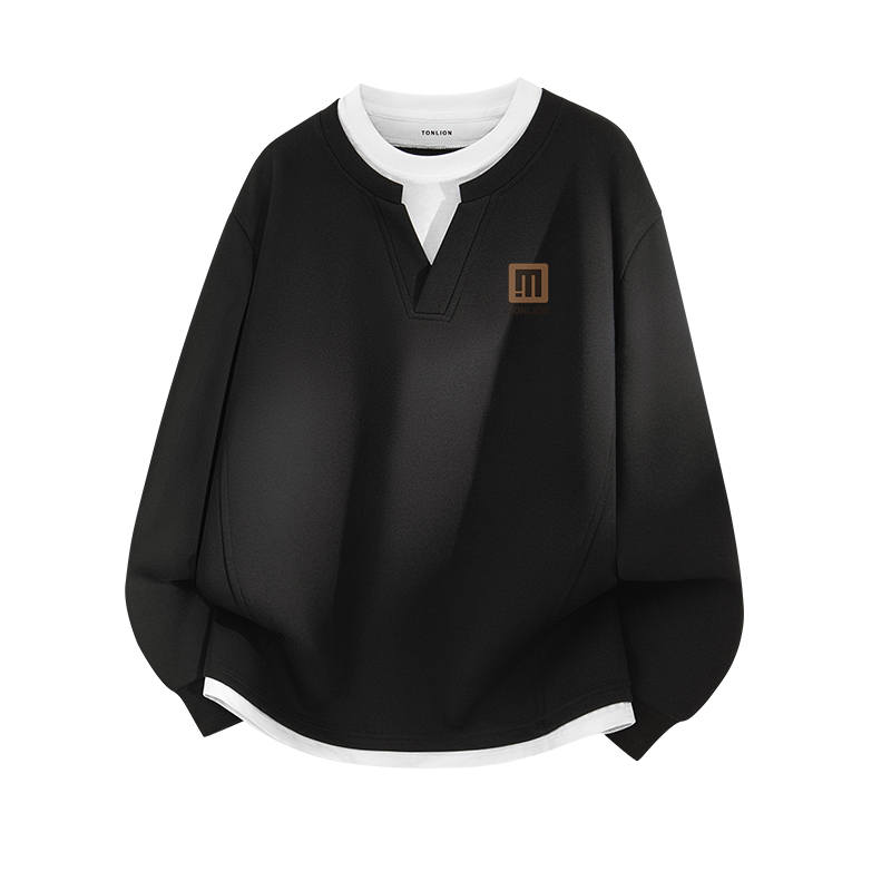 Tonlion Sweatshirts Unisex V Neck Moderate Regular