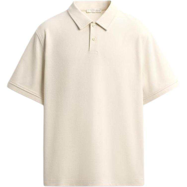 ZARA Polo Shirts Men's Frosted White Polo Collar Moderate Straight Fit