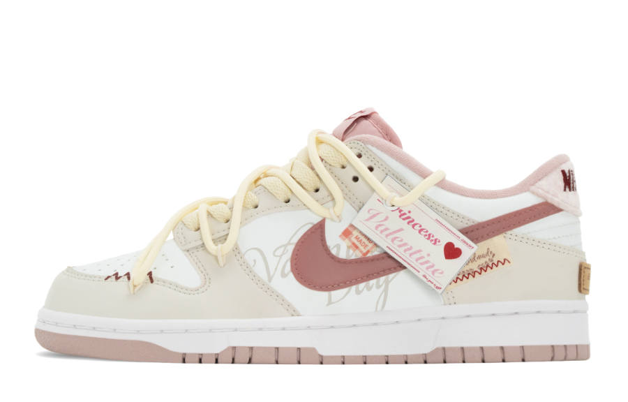 Nike Nike Dunk Cream Puff Abrasion Resistant Slip Resistant Low top Kids' Skateboarding Shoes Pink White Teenagers