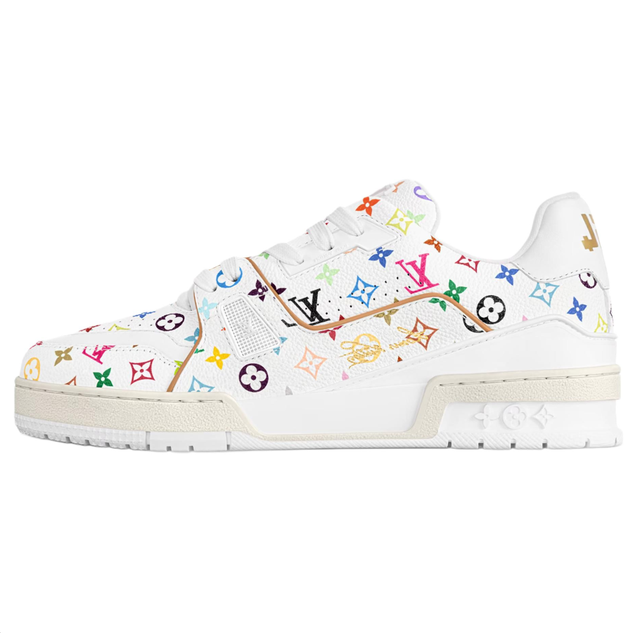 LOUIS VUITTON X Takashi Murakami, Collaboration Trainer Cow Leather Low top Skateboard Shoes Women's White