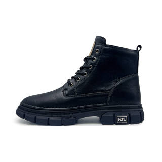 KYMOOU Microfiber Leather Short Mid Calf Combat Boots Men's