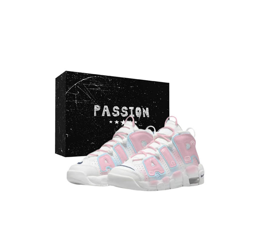 Nike Nike Air More Uptempo Cherry Sky AIR Cushioning Abrasion Resistant Mid top Basketball Shoes Women's White Pink