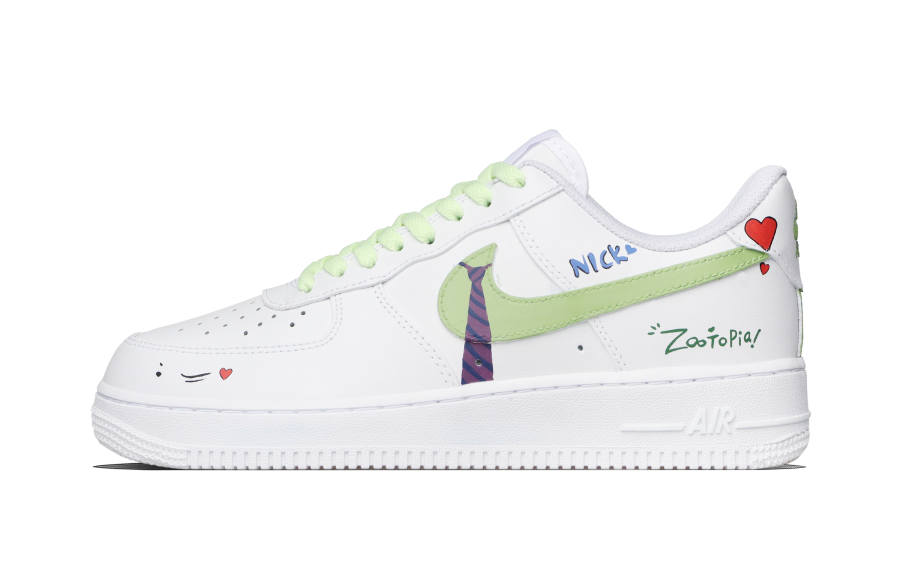 Nike Nike Air Force 1 Animal City Green Star Cow Leather Abrasion Resistant Abrasion Resistant Low top Skateboard Shoes