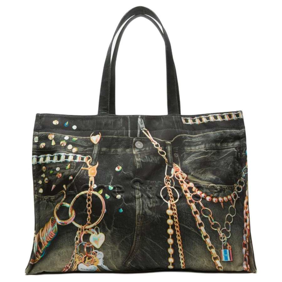 Acne Studios Spring Festival Limited Edition Collection Cotton Shoulder Bag Unisex Black & Green & Yellow & Brown