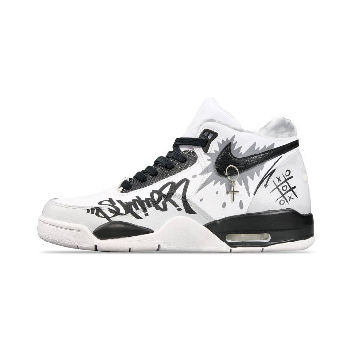 Nike Nike Flight Legacy Tower Rabbit, Classic Graffiti, Street Mid top Vintage Basketball Shoes Men's Black