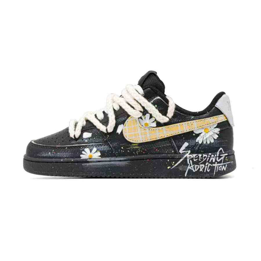 Nike Nike Court Vision Footprint Innovation, Dark Night Daisy Abrasion Resistant Slip Resistant Low top Skateboard Shoes