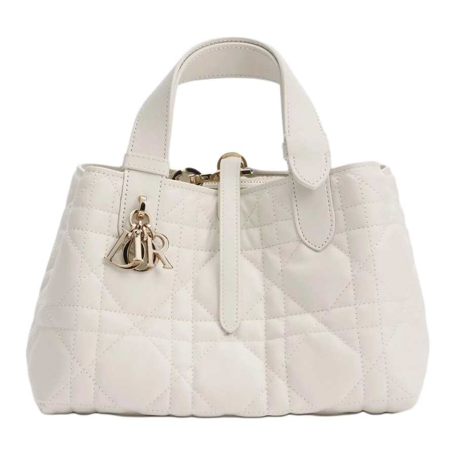 DIOR Toujours Cow Leather Handbag Small Women's Milk White