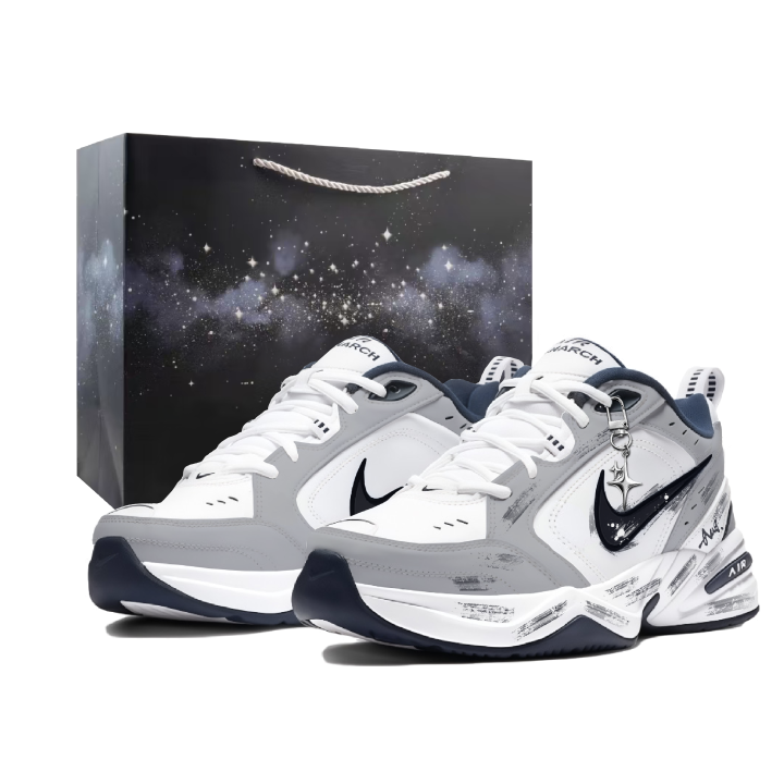Nike Nike Air Monarch 4 Misty Night Starlight Textile, Leather Low top Chunky Sneakers Men's Black White Gray