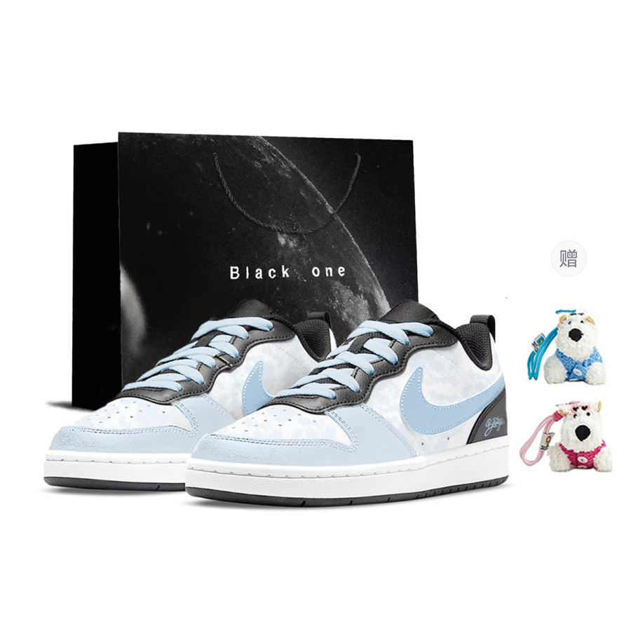 Nike Nike Court Borough Dream Of Ice Blue Low top Kids' Skateboarding Shoes Blue White Black Teenagers