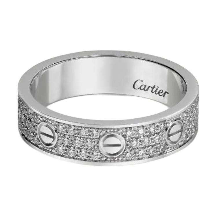 CARTIER LOVE 18K Gold Diamond Rings Unisex White Gold
