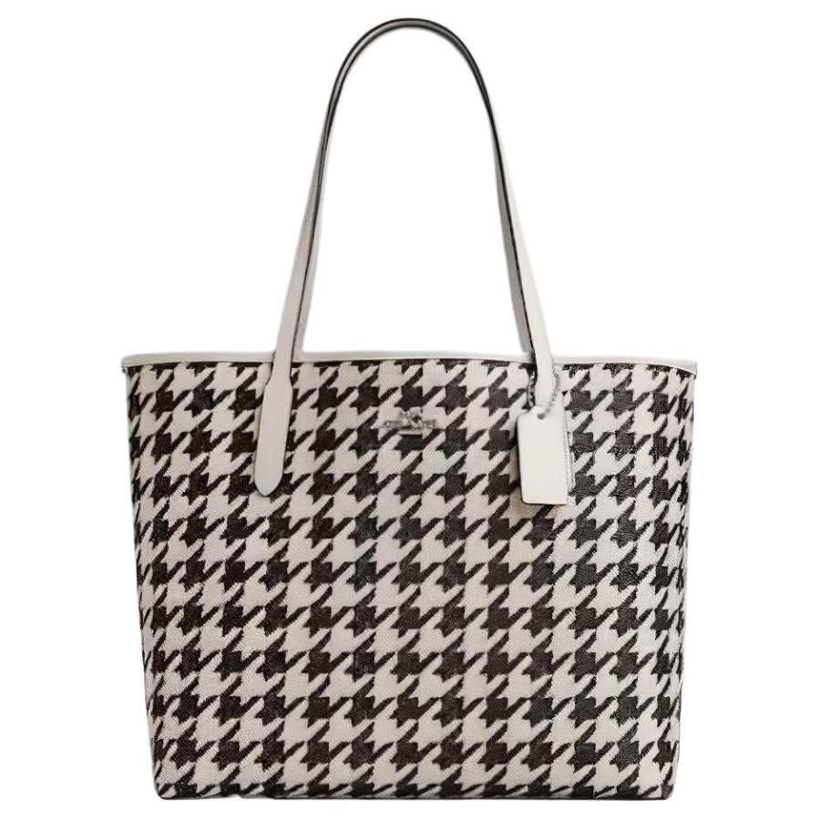 COACH City Coated Canvas With Leather Tote Bag, Shopping Bag, Handbag, Shoulder Bag Women's Yellow & Black