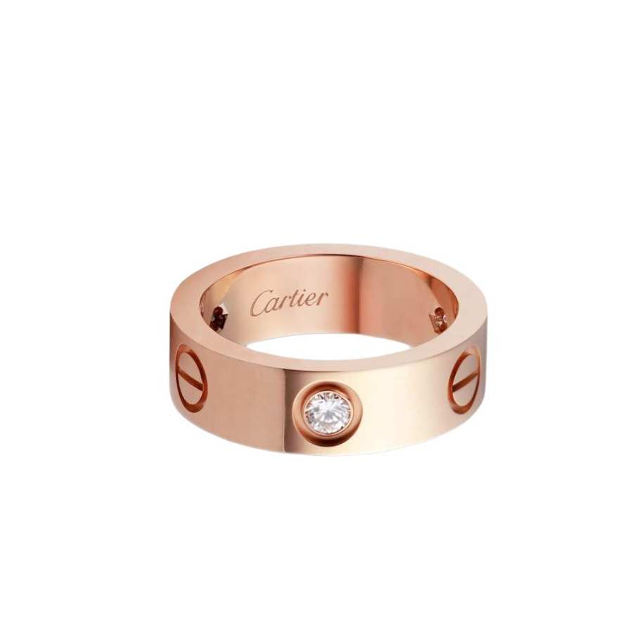 CARTIER LOVE Diamond 18K Rose Gold Rings Women's Rose Gold
