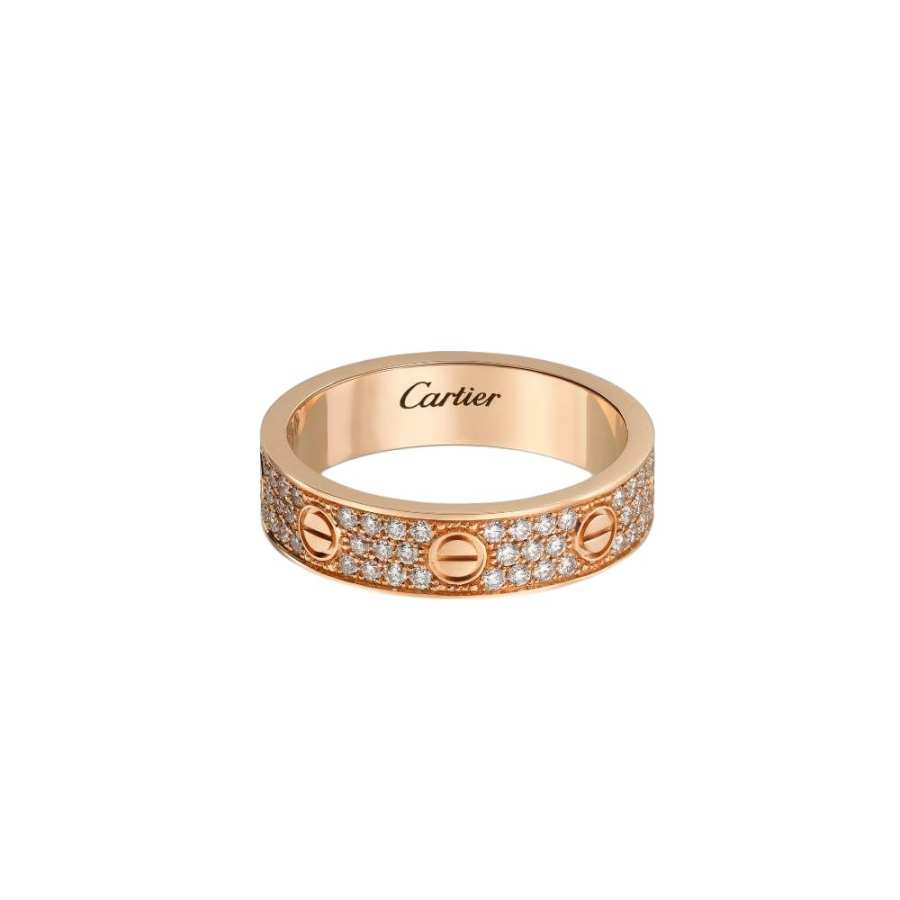 CARTIER LOVE 18K Gold Diamond Rings Women's Rose Gold