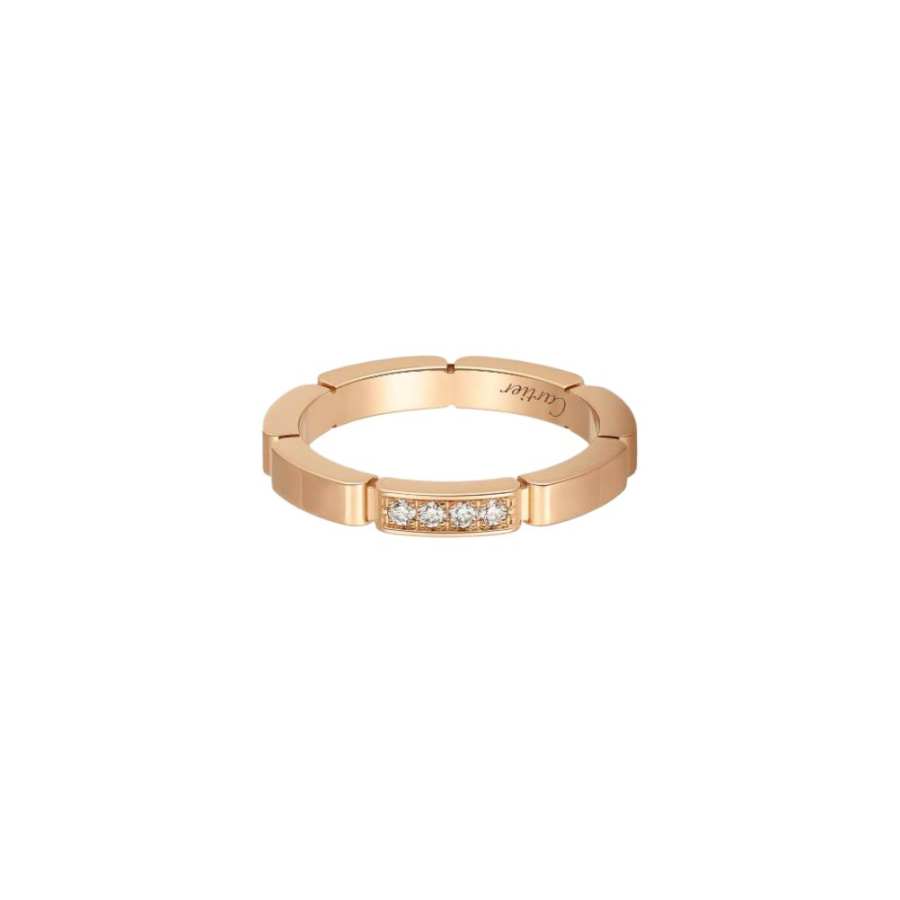 CARTIER Maillon Panthere Collection 18K Gold Diamond Rings Unisex Rose Gold