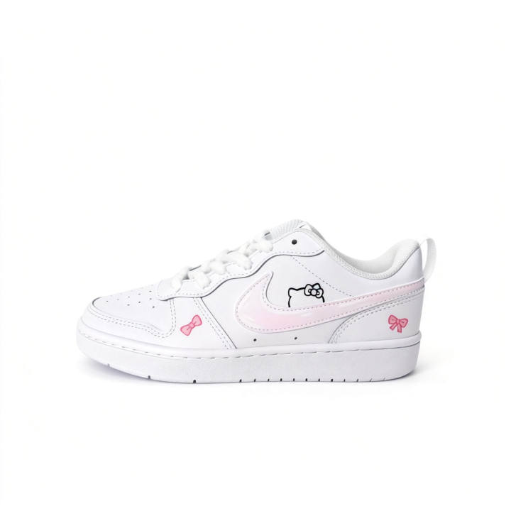 Nike Nike Court Borough 2 Pink Cute Hello Kitty Leather Low top Skateboard Shoes Unisex Pink