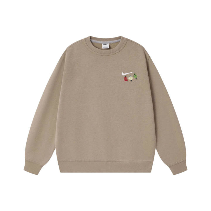 Nike Nike Club Sweatshirts Unisex Khaki Crew Neck Thickened Regular