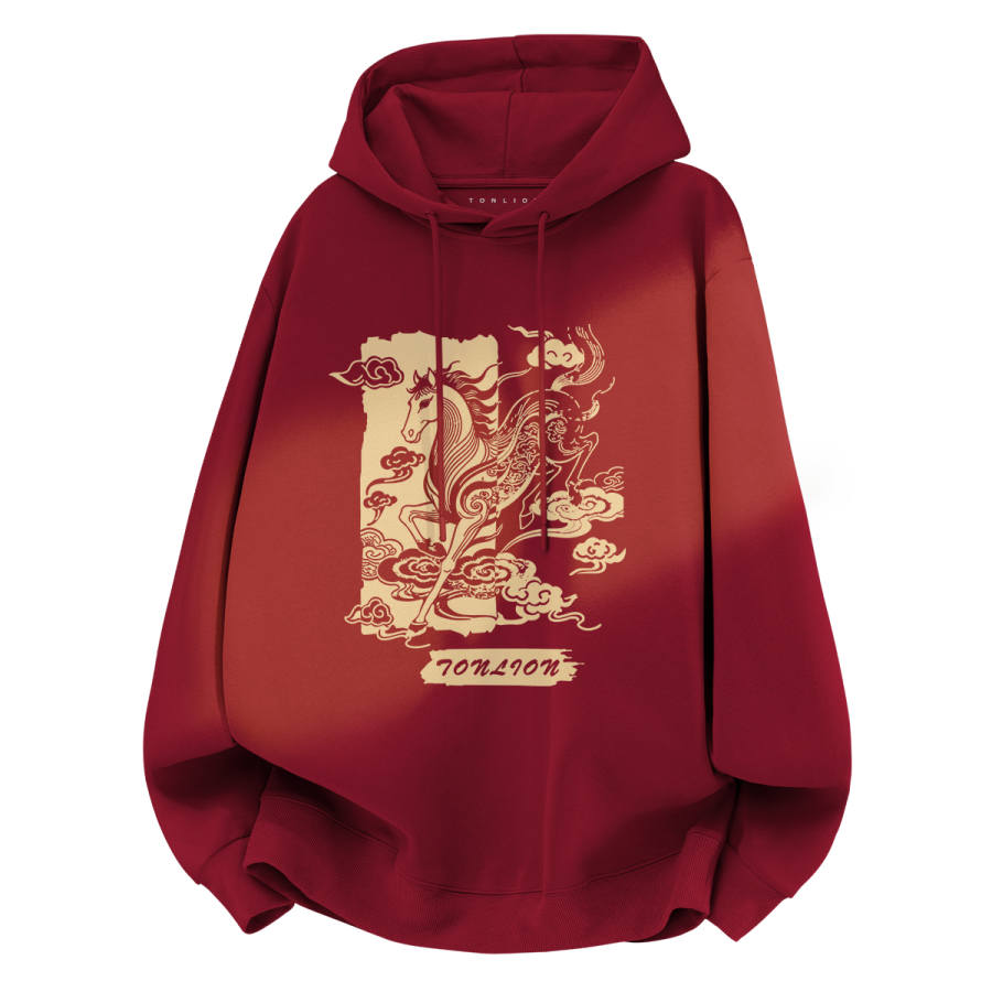 Tonlion Sweatshirts Unisex Hooded Moderate Regular