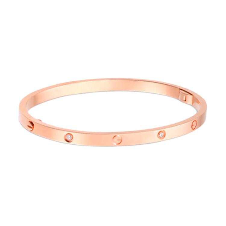 CARTIER LOVE 18K Gold Diamond Bangles Unisex Rose Gold