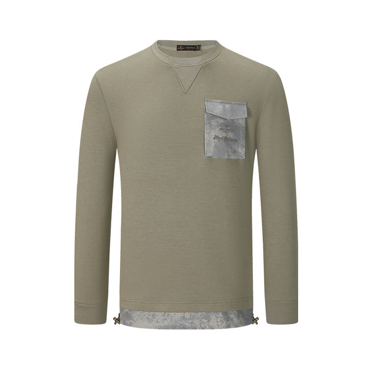 SEPTWOLVES Sweatshirts Men's Gray Green Crew Neck Moderate