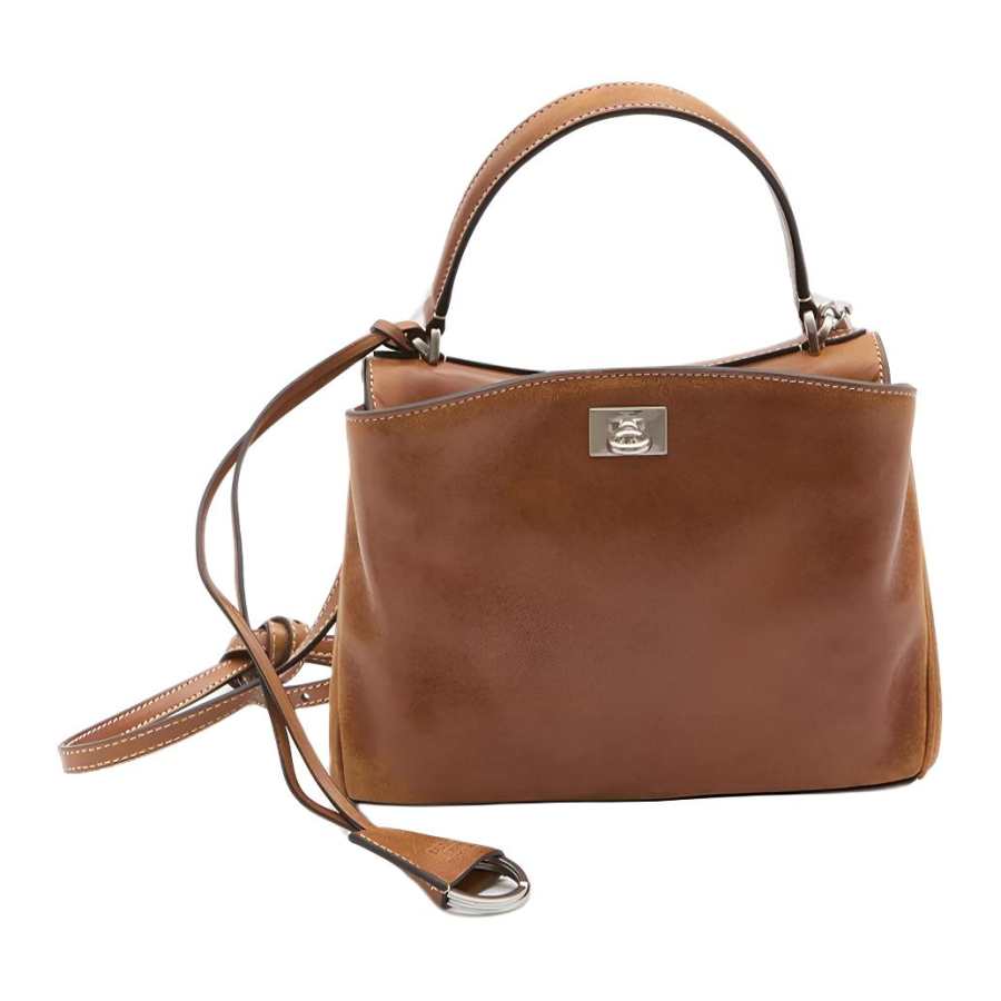Balenciaga Rodeo Lambskin Tote Handbag Mini Women's Brown