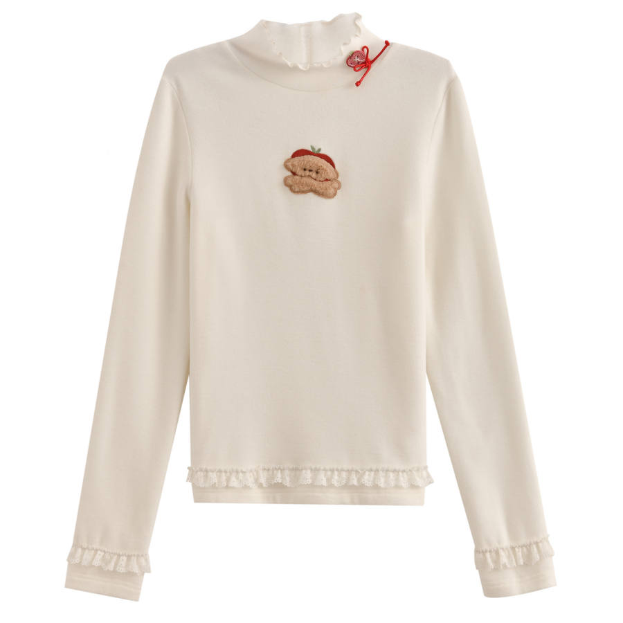 SNBL T Shirts Women's Ecru Half Turtleneck