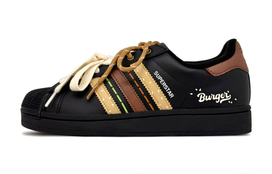 Adidas Originals Superstar 2 Delicious Crab Roe Burger Leather Abrasion Resistant Low top Kids' Skateboarding Shoes